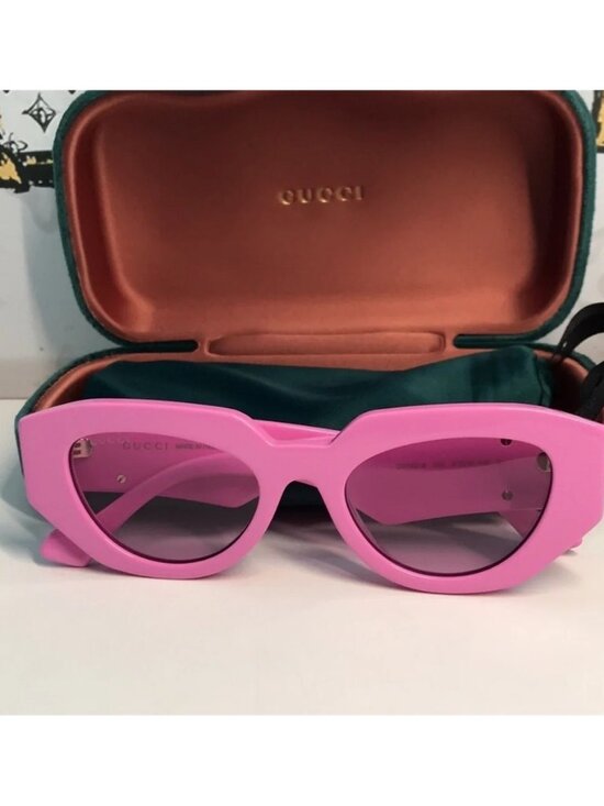 New Authentic ✨ Authentic Gucci GG1421S 004 Sunglasses – Pink Geometric Cat-Eye main image 6